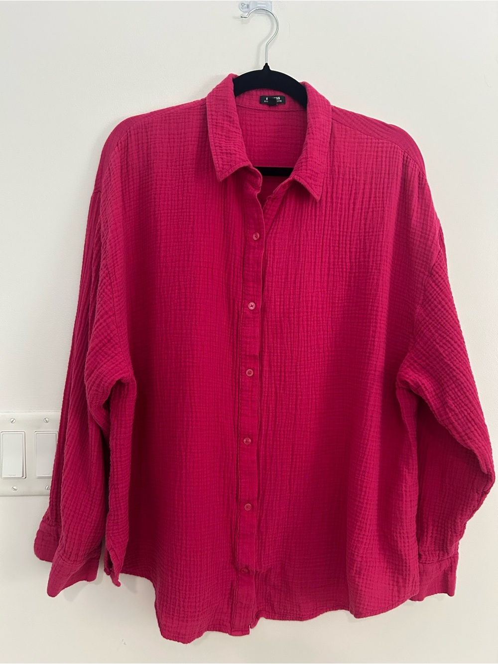 Express Boyfriend Portofino Shirt XL Pink 100% Cotton Gauze Oversized Coastal